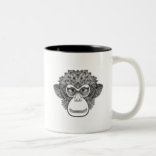 Affe-Gekritzel-Gesicht Zweifarbige Tasse