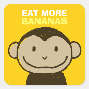 Affe-Gesicht   essen mehr Bananen Quadratischer Aufkleber