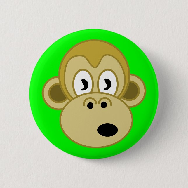 Affe-Gesichts-Knopf - Grün Button (Vorderseite)