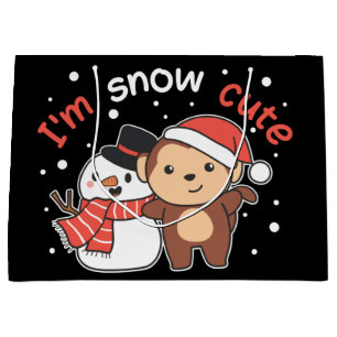 Affe I Liebe Sie Schnee viel Schneemann Pub großes Große Geschenktüte