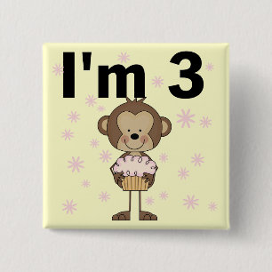 Affe I m 3 Birthday Tshirts and Gifts Button