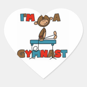 Affe Ich bin Gymnast Herz-Aufkleber