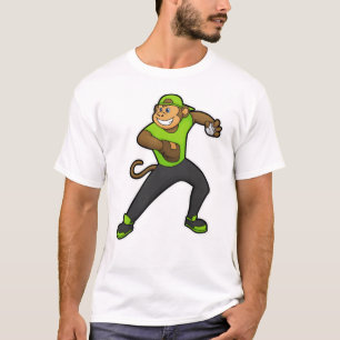 Affe im Baseball mit Baseballschläger T-Shirt
