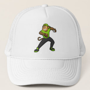 Affe im Baseball mit Baseballschläger Truckerkappe