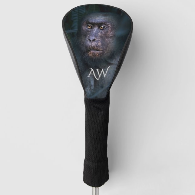 Affe im Dschungelmonogramm Golf Headcover (Vorderseite)