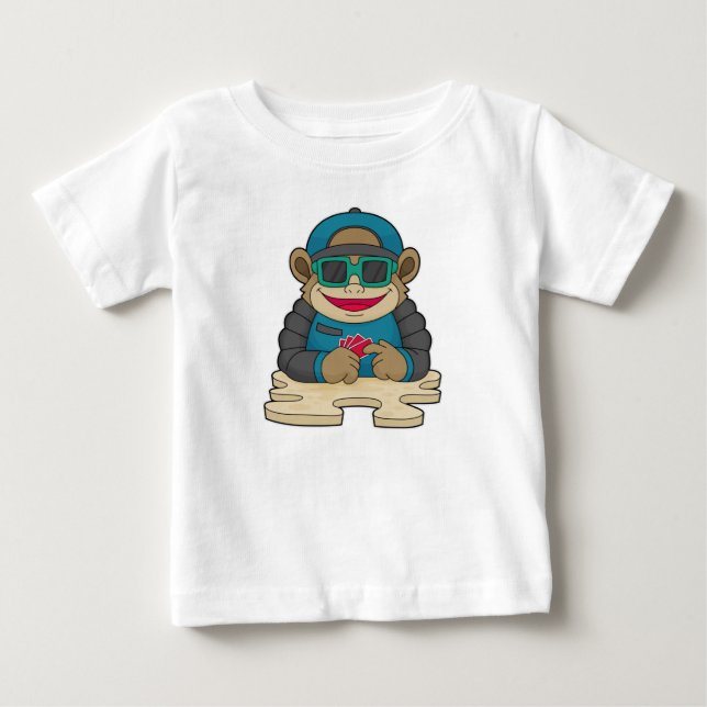 Affe im Poker mit Poker-Karten & Sonnenbrille Baby T-shirt (Vorderseite)