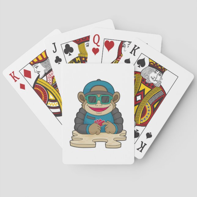Affe im Poker mit Poker-Karten & Sonnenbrille Spielkarten (Rückseite)