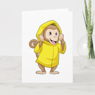 Affe im Regen mit Regenmantel Karte