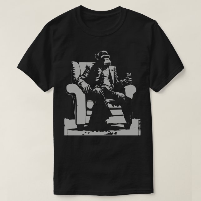 Affe im Sessel T-Shirt (Design vorne)