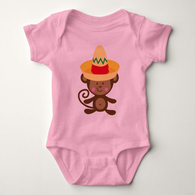 Affe im Sombrero-Geschenk Baby Strampler (Vorderseite)