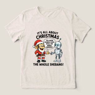 Affe im Weihnachtsmann-Kostüm lustiges T-Shirt Tri-Blend Shirt