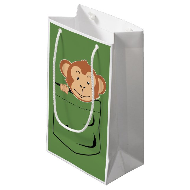 Affe in der Tasche Kleine Geschenktüte (Vorderseite Schrägansicht)