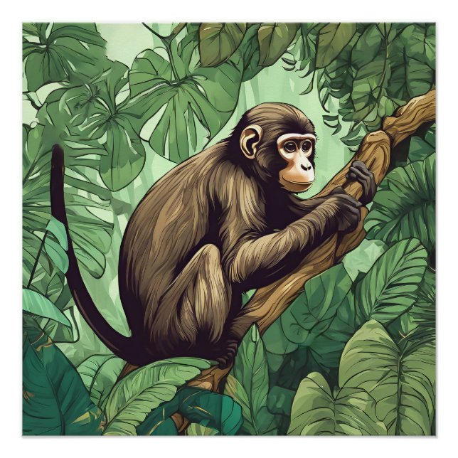 Affe in einem baumglänzenden Poster (Vorderseite)