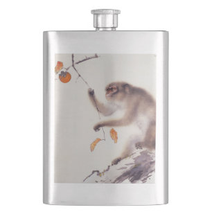 Affe in einem Persimone-Baum Flachmann