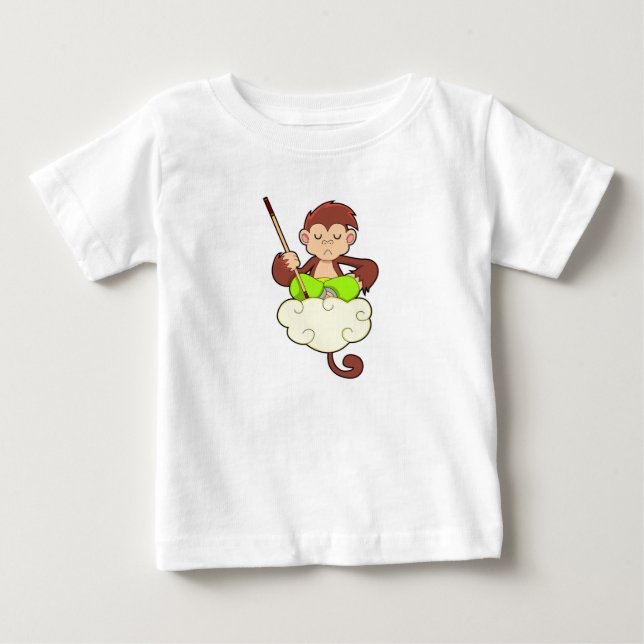 Affe in Kreuzbeinküken an Wolken Baby T-shirt (Vorderseite)