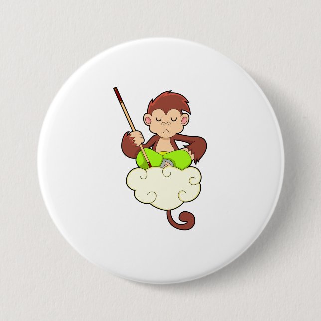 Affe in Kreuzbeinküken an Wolken Button (Vorderseite)