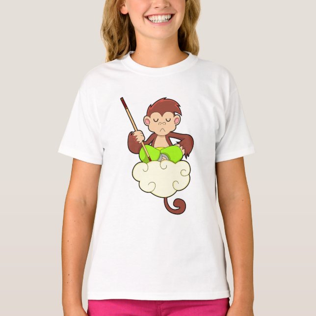 Affe in Kreuzbeinküken an Wolken T-Shirt (Vorderseite)
