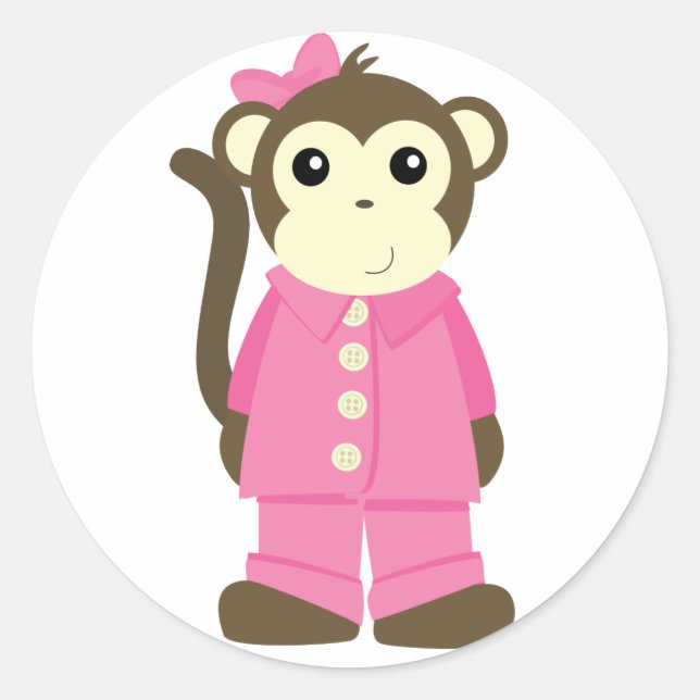 Affe in Pajamas Runder Aufkleber (Vorderseite)