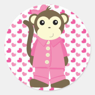 Affe in Pajamas Runder Aufkleber