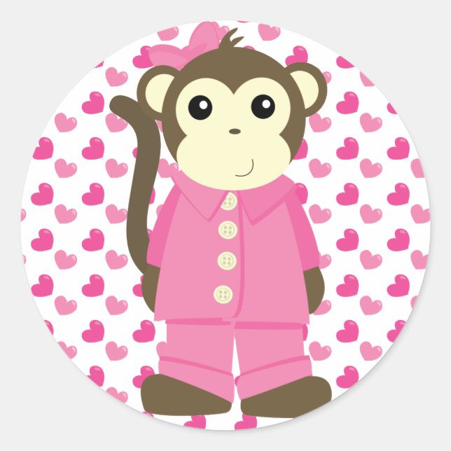 Affe in Pajamas Runder Aufkleber (Vorderseite)