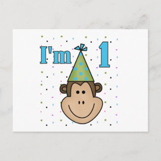 Affe in Party Hat 1st Birthday Tshirts Einladungspostkarte