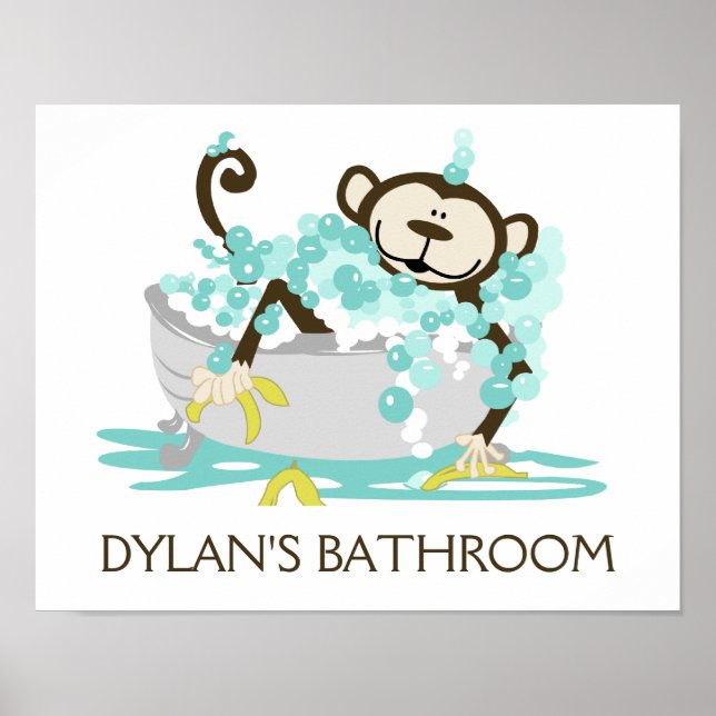 Affe in Tub Bäder Kunst Prinz - Personalisiert Poster (Vorne)