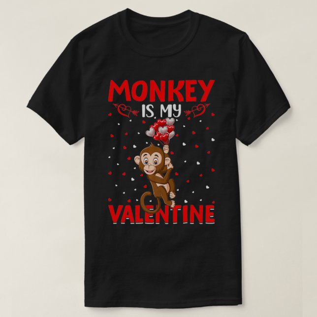 Affe ist meine Valentinhörnchen Liebe Monkey Valen T-Shirt (Design vorne)
