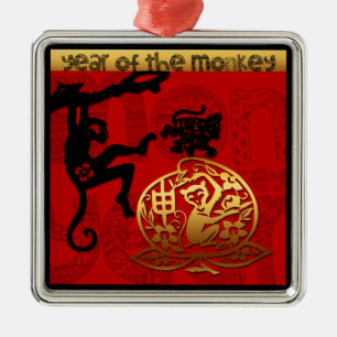 Affe-Jahr-chinesische Tierkreis-Verzierung Silbernes Ornament