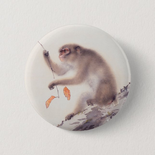 Affe-japanische Malerei-chinesischer Button (Vorderseite)