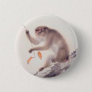Affe-japanische Malerei-chinesischer Button