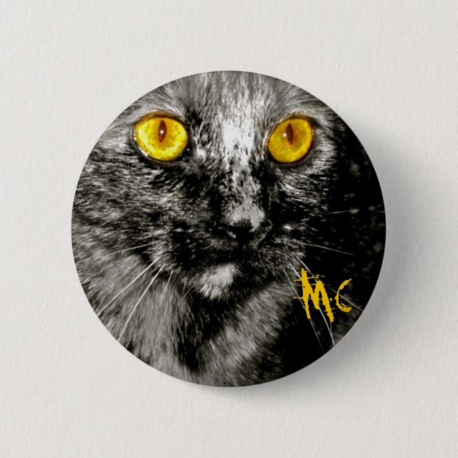 Affe-Katzen-Knopf Button (Vorderseite)