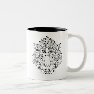 Affe-Kopf-Gekritzel Zweifarbige Tasse