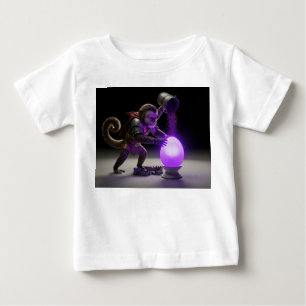 Affe Krieger gießt magischen lila Staub auf Glowin Baby T-shirt
