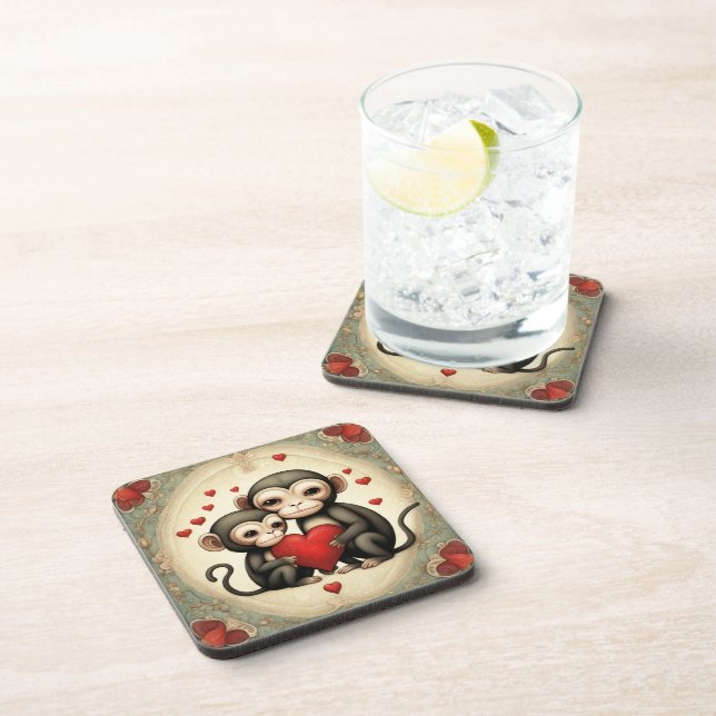 Affe Liebe Getränkeuntersetzer (Rechte Seite)