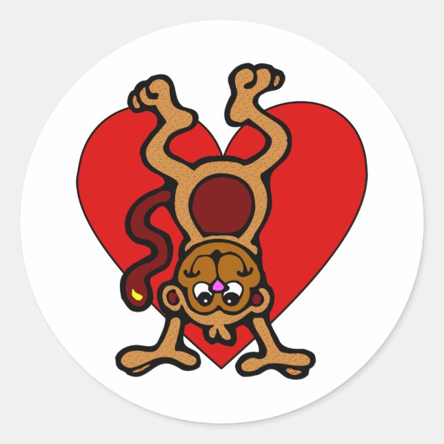 Affe Liebe Runder Aufkleber (Vorderseite)