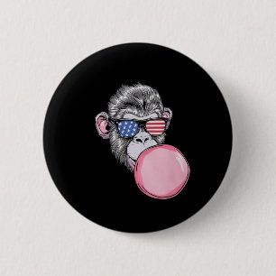 Affe mit amerikanischer Flagge Sungles 4. Juli Ges Button