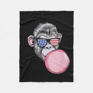 Affe mit amerikanischer Flagge Sungles 4. Juli-Ges Fleecedecke