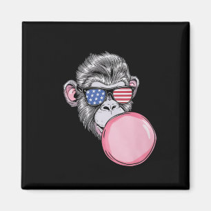 Affe mit amerikanischer Flagge Sungles 4. Juli Ges Magnet