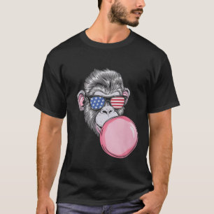 Affe mit amerikanischer Flagge Sungles 4. Juli Ges T-Shirt