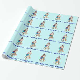 Affe mit anwesendem alles Gute zum Geburtstag! Geschenkpapier
