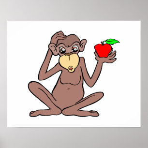 Affe mit Apfel Poster