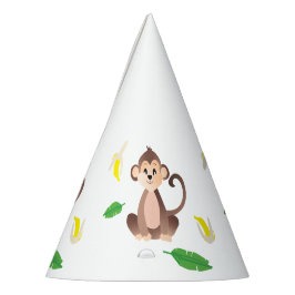 Affe mit aus Tropenleder geschälten Bananen Partyhütchen