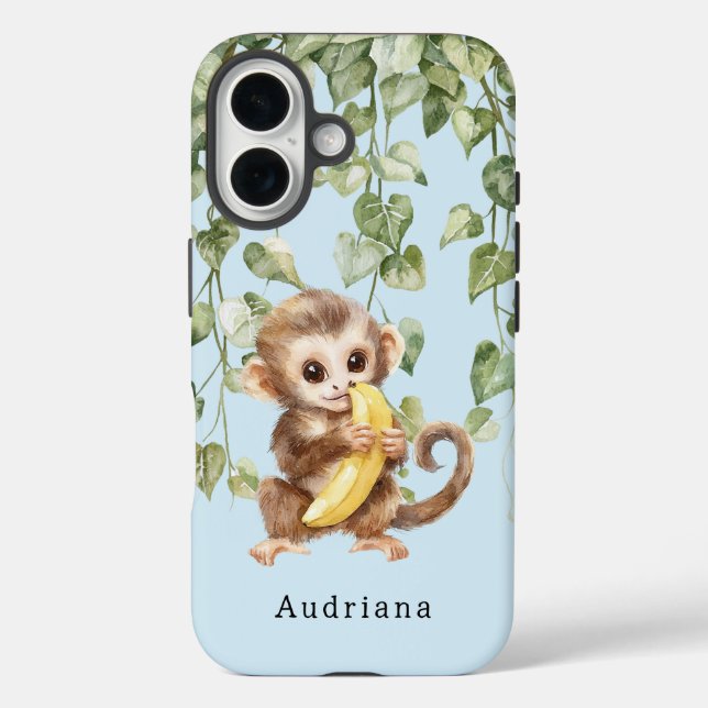 Affe mit Banana-Jungle-Tier iPhone 16 Hülle (Rückseite)