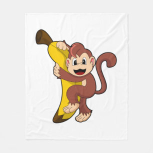 Affe mit Banane (1).PNG Fleecedecke
