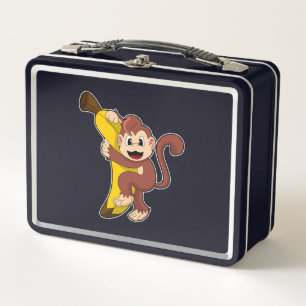 Affe mit Banane (1).PNG Metall Brotdose