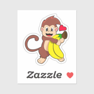 Affe mit Banane Aufkleber