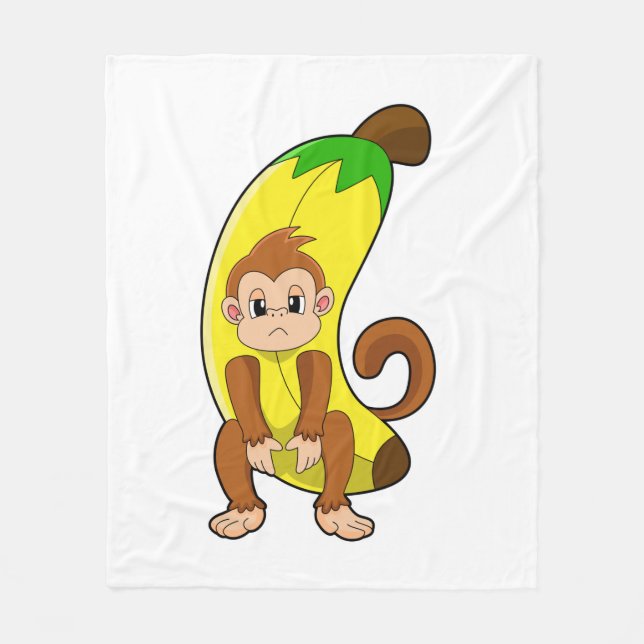 Affe mit Banane Fleecedecke (Vorderseite)