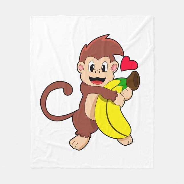 Affe mit Banane Fleecedecke (Vorderseite)