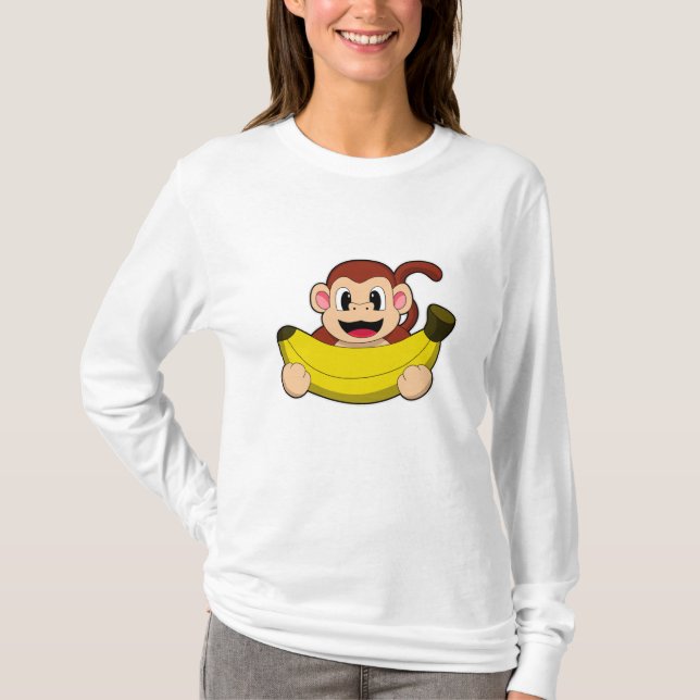 Affe mit Banane T-Shirt (Vorderseite)
