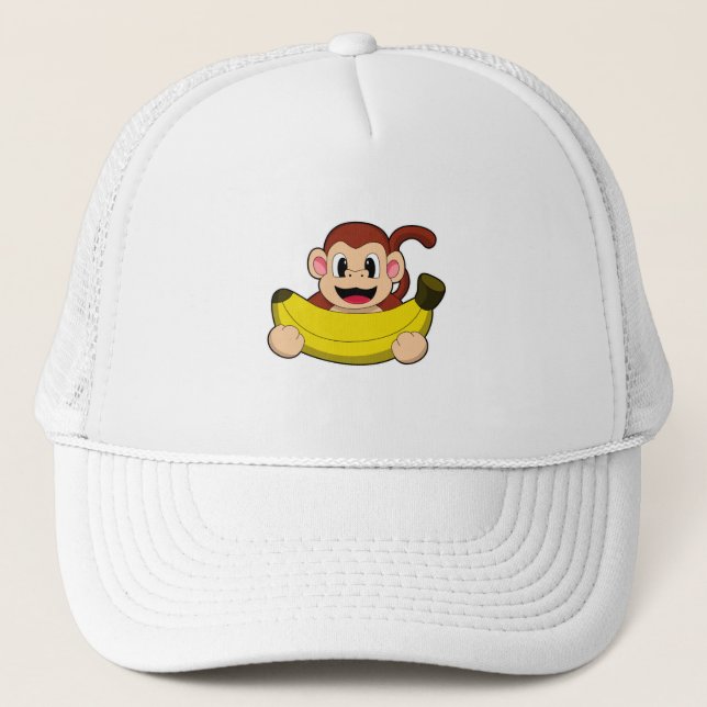 Affe mit Banane Truckerkappe (Vorderseite)